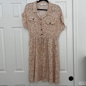 Lucky Brand Cream and Brown Floral Dress